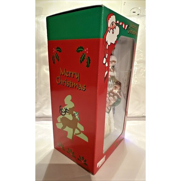 Blown Glass Figural Santa Ornament 5” Holding a Lamb with Nutcracker Soldier NEW - Picture 4 of 6
